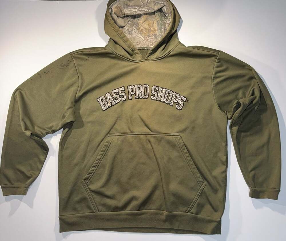 Bass Pro Shops Olive Green Camouflage Hoodie Sweatshirt